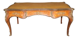 Louis XV Style Camel Colored Leather Top Bureau Plat Desk