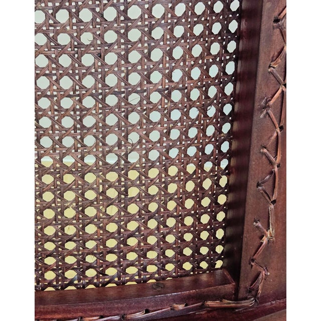 Vintage Roman-Style Mahogany Curule Bench With Hand-Caned Seat, 32" For Sale - Image 12 of 12