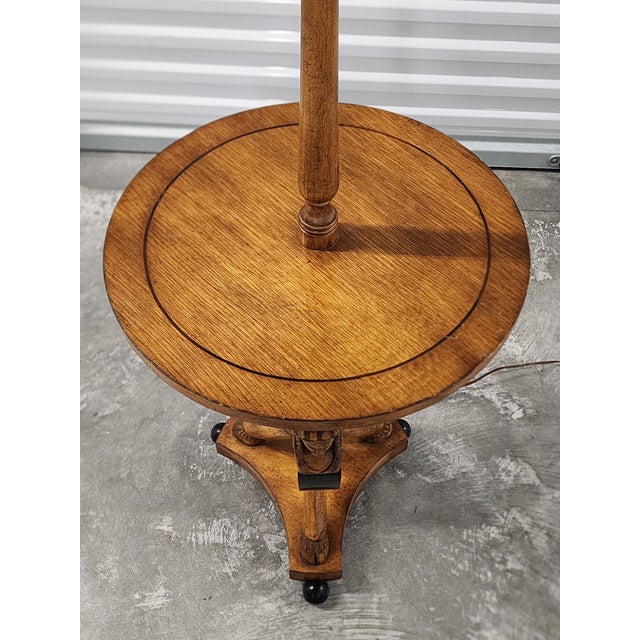 Brown Vintage Neoclassical Style Floor Lamp With Table For Sale - Image 8 of 12