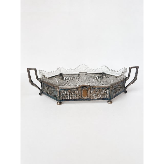 Art Nouveau French Silver-Plated and Cut-Glass Jardinière, 1900s For Sale - Image 13 of 13