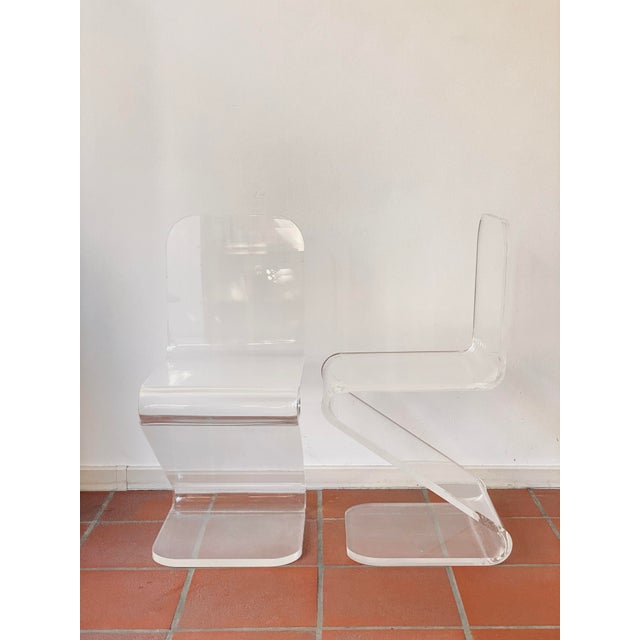 Acrylic Glass Zig Zag Chairs, Set of 2 For Sale - Image 8 of 18