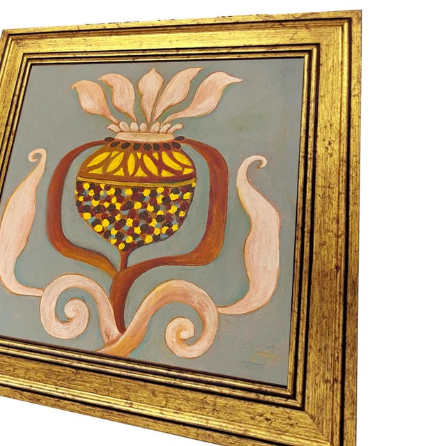 Chinoiserie Chinoiserie Floral Painting Gold Framed Botanical Wall Art Hand Painted by Tatiana Duperault For Sale - Image 3 of 4