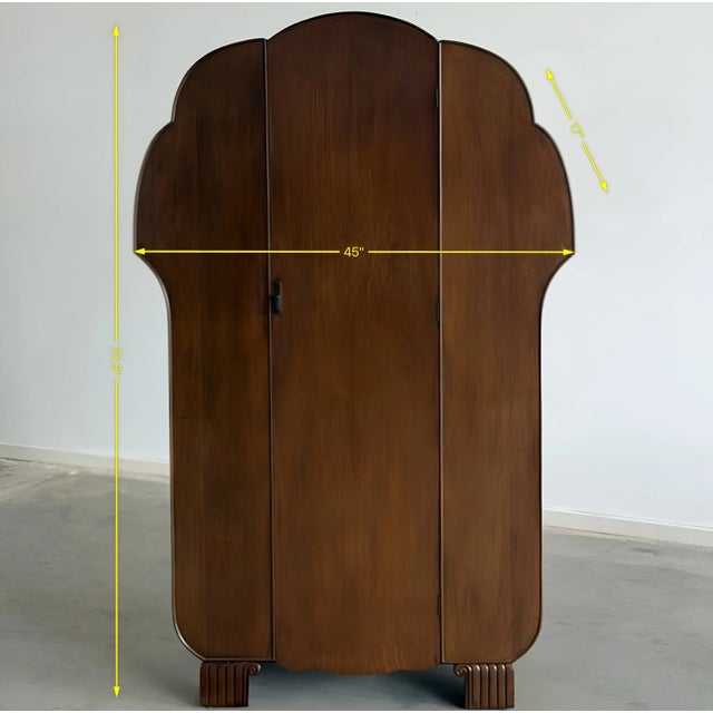 1950s Art Deco Walnut Armoire For Sale - Image 15 of 17