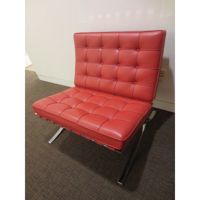 Red Knoll Barcelona Chair in Red Leather For Sale - Image 8 of 9