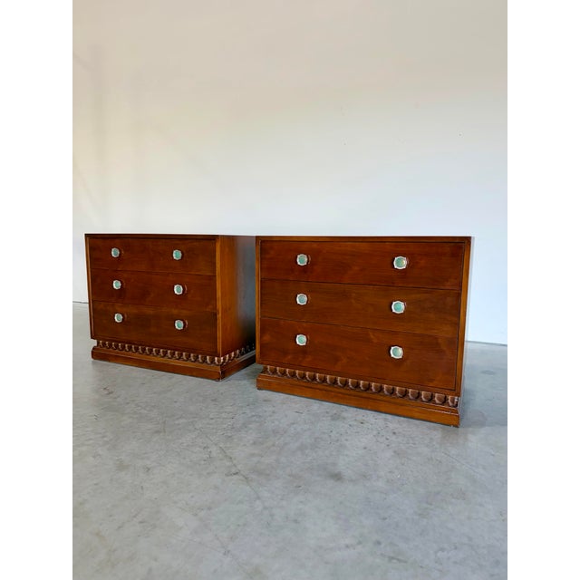 Lovely Casa Del Sol collection Walnut Smallboy Dresser Pair designed by John Van Koert for Drexel in 1957. Previously...