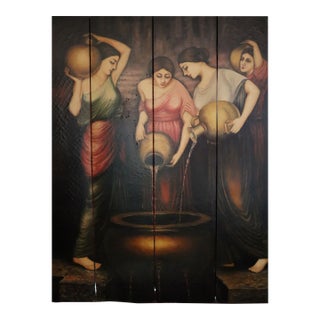 1904 Monumental 4 Panel Floor to Ceiling Room Divider by John William Waterhouse "The Danaides" For Sale