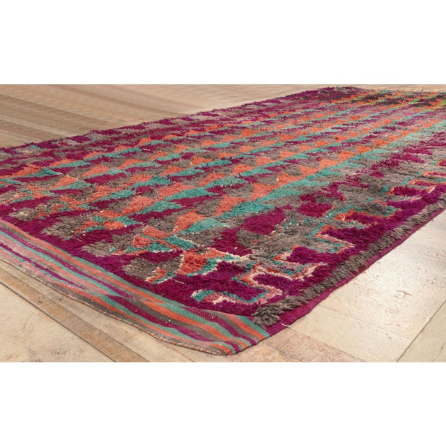 Magenta Vintage Boujad Moroccan Rug, 07'08 X 15'08 For Sale - Image 8 of 10