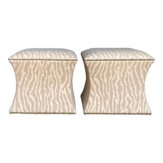 Vintage Contemporary Leopard Ottoman - a Pair For Sale