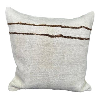 Turkish Hemp Pillow Cushion Natural Beige Brown Cushion Cover 20"x20" For Sale
