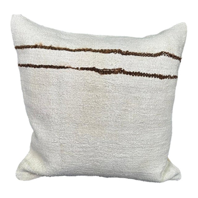 Turkish Hemp Pillow Cushion Natural Beige Brown Cushion Cover 20"x20" For Sale