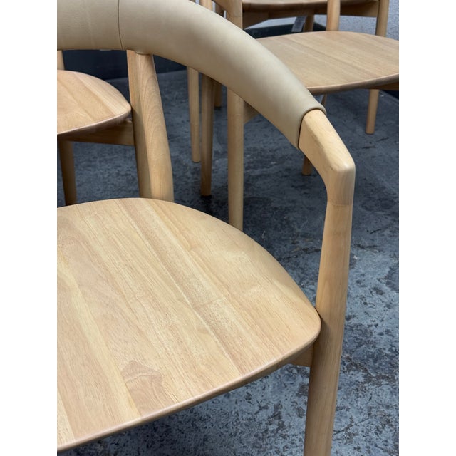 West Elm Irvine Sand Leather Dining Chairs, Set of Eight For Sale - Image 10 of 12