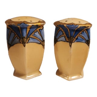 1900s Art Noveau Hand Painted Bluebell Salt & Pepper Shakers by Moritz Zdekauer, Austria For Sale
