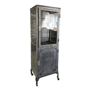1920s Antique Steel Medical Cabinet For Sale