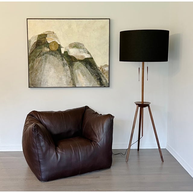 Cult-followed BDDW Tripod Lamp in Claro Walnut with a natural oil finish and a black linen shade. It's completely hand-...