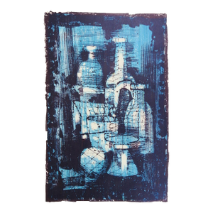Mid 20th Century Paul E. Maxwell Abstract Bottles Still Life Lithograph