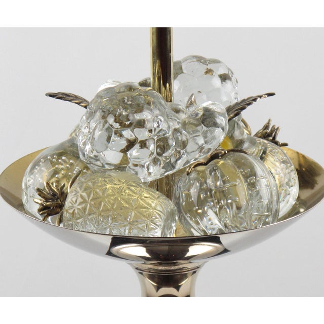 Metal Maison Charles Black Enamel and Crystal Fruits Table Lamp , France Circa 1960 For Sale - Image 7 of 14