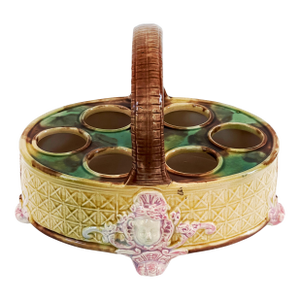 Antique 19th C French Majolica Egg Basket With Maker's Mark C1860s