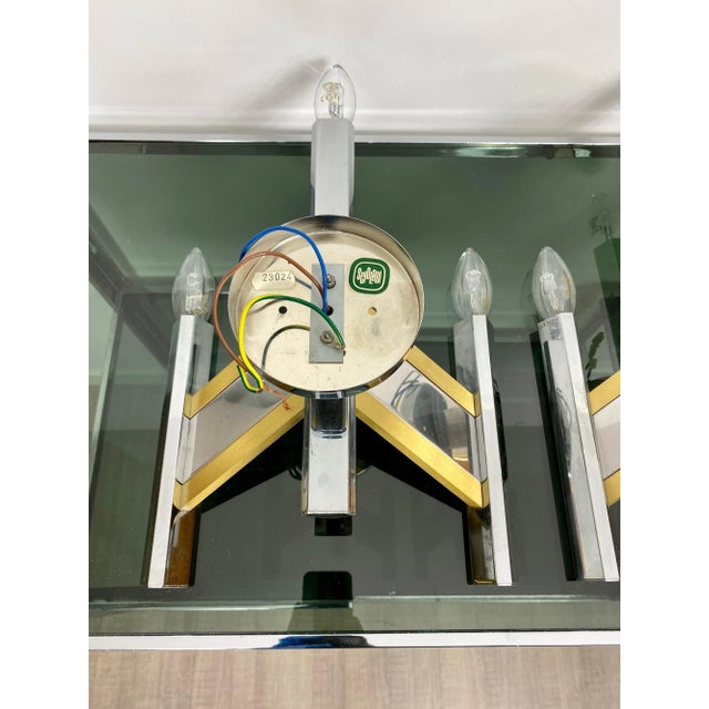 Chrome & Brass Geometric Sconces by Sciolari, Italy, 1970s, Set of 2 For Sale - Image 6 of 9