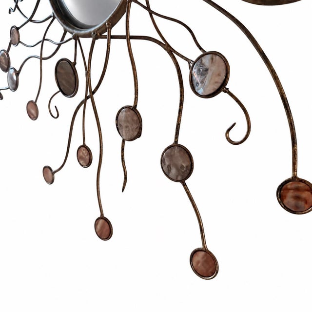Metal Sculptural Metal Sunburst Mirror With Convex Center For Sale - Image 7 of 7