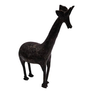 Mid 20th Century African Bronze Giraffe Sculpture Art. For Sale