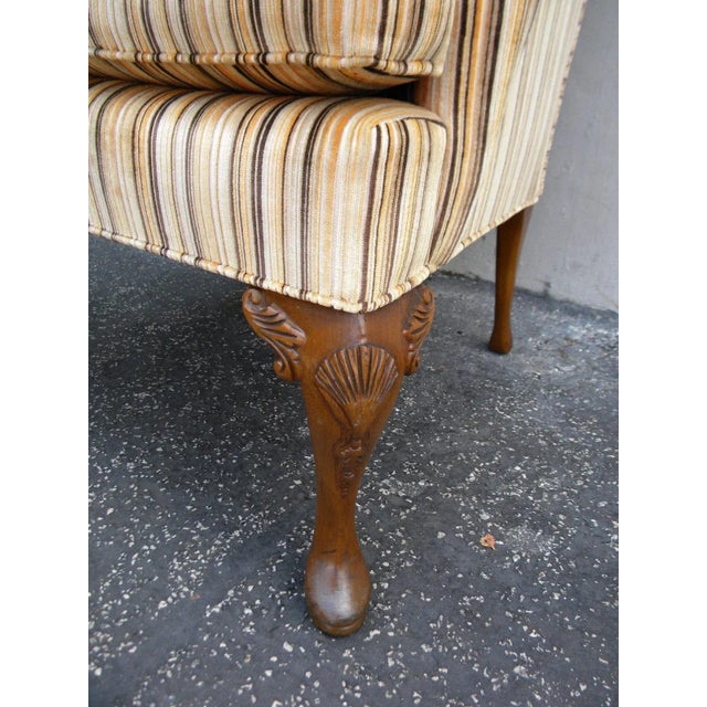 Queen Anne Living Room Wing Chair For Sale - Image 9 of 11