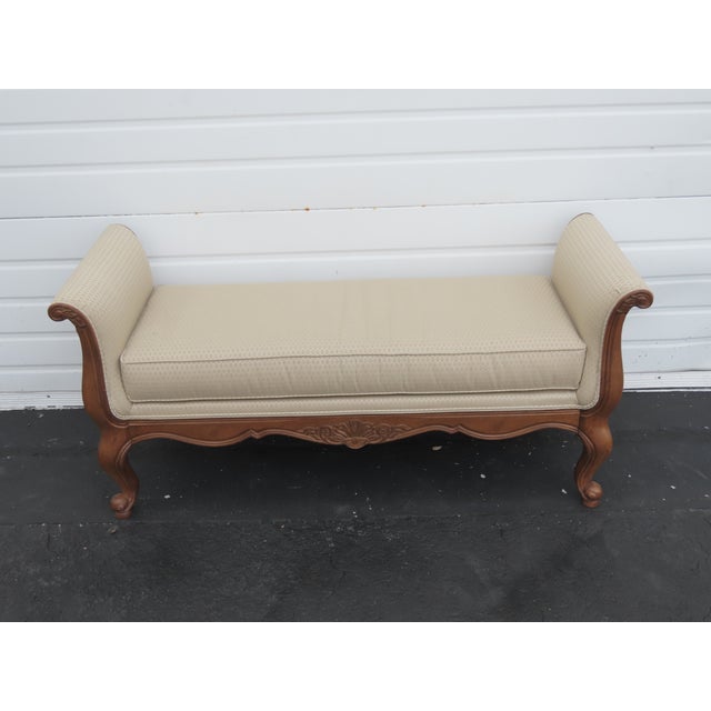 Ethan Allen French Carved Long Upholstered Bench Stool 6440 For Sale - Image 14 of 14