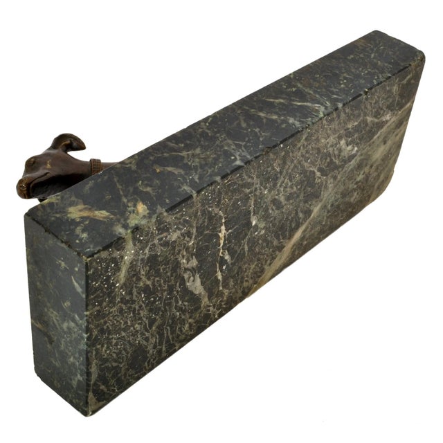 Antique French Animalier Bronze Marble Greyhound Sculpture Desk Paperweight 1900 For Sale - Image 4 of 12