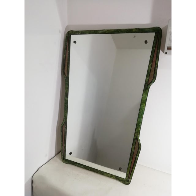 Mid-Century Modern Vintage Decorated and Enameled Mirror, Italy, 1950s For Sale - Image 3 of 12