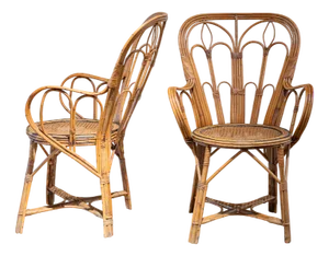 Set of Vintage Spanish Chairs with Wicker, 1960s