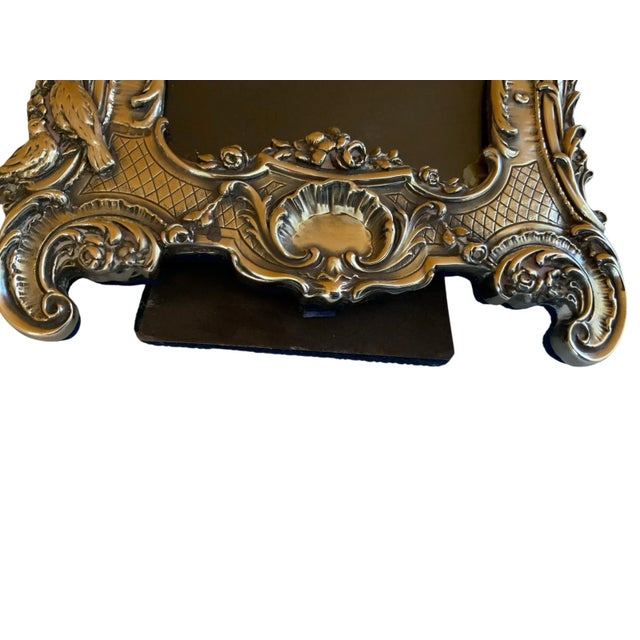 Metal 1900s Sterling Silver Jr .925 Art Nouveau Ornate Angel Cherub Bird Flowers Picture Photo Frame For Sale - Image 7 of 7