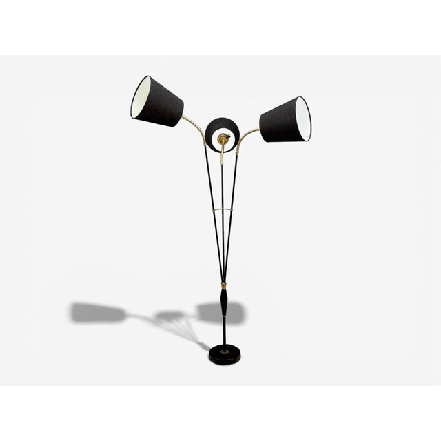 Mid-Century Modern Ajh, Swedish Modern, Adjustable Floor Lamp, Metal, Brass, Sweden, 1950s For Sale - Image 3 of 15