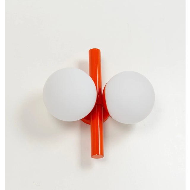 1970s Mid-Century Orbital Wall Light in Orange attributed to Kaiser, Germany, 1970s For Sale - Image 5 of 11