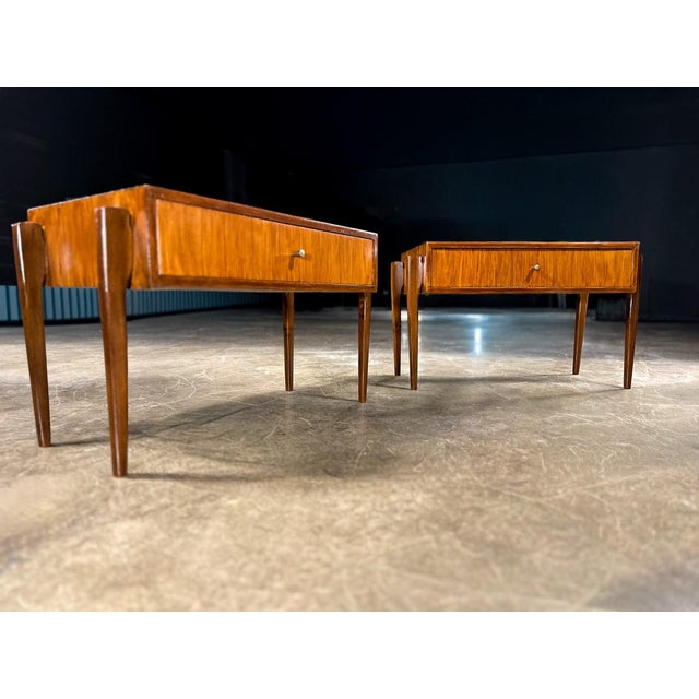 Mid-Century Modern Pair of Brazilian Mid-Century Nightstands in Caviúna Wood, Brazil, 1950s For Sale - Image 3 of 15