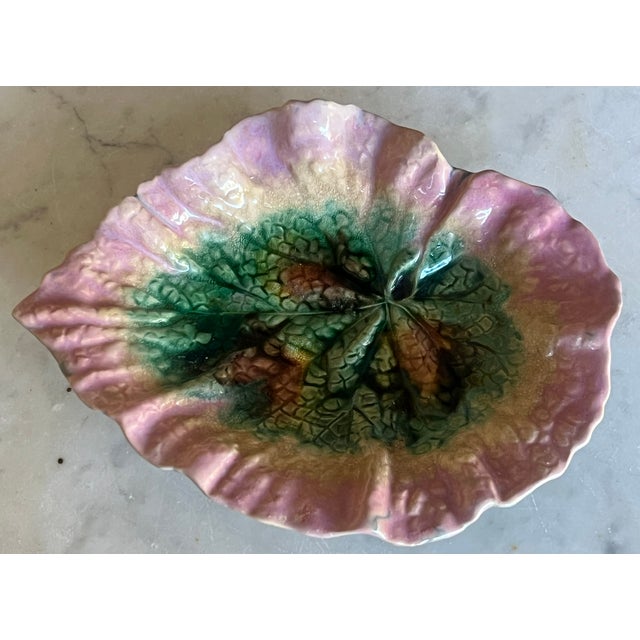 Late 19th Century Griffin Smith & Hill Etruscan Begonia Leaf Dish, C. 1880's For Sale - Image 5 of 8