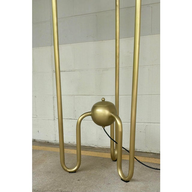Original retail $1940, stylish Noir Company Mid-Century Modern Style Seafield Floor Lamp, three frosted glass globes,...
