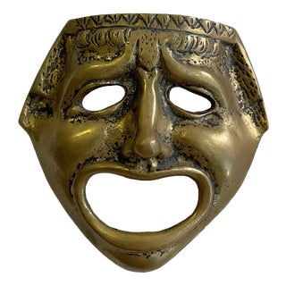 Decorative Mask in Brass from the Classical Greek-Roman Theatre, 1800s For Sale