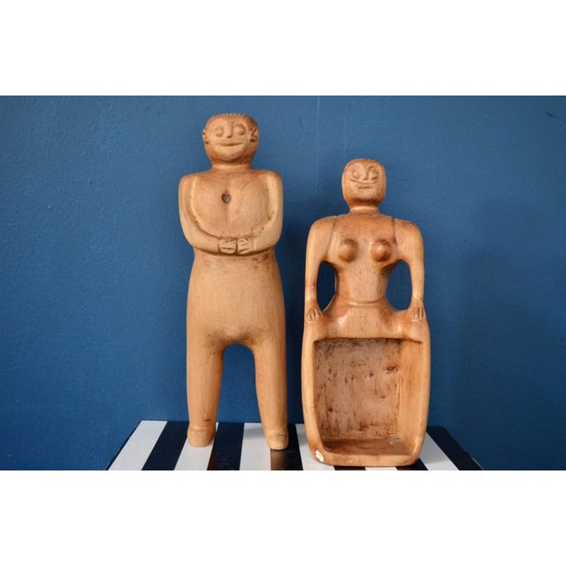 Art Brut Style Wooden Sculptures, Italy, 1970s, Set of 2 For Sale - Image 3 of 12