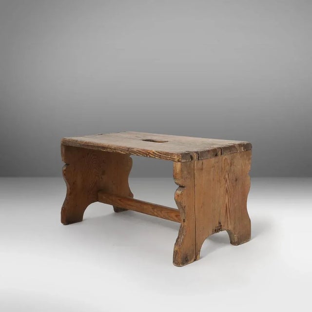 Rustic French Wooden Stool with Patina, 1900s For Sale - Image 11 of 11
