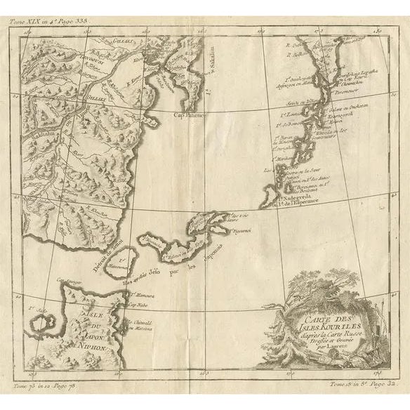 Map of the Kurile Islands, 1750s For Sale
