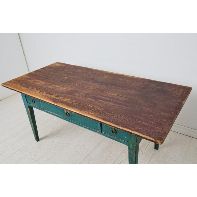Wood Large Antique Handcrafted Country Table with Drawers, Sweden, 1840 For Sale - Image 7 of 11