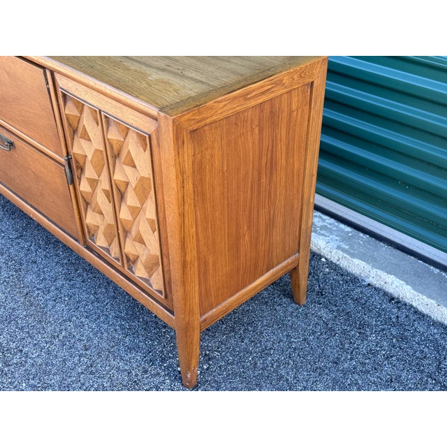Wood Vintage 1960s Broyhill Furniture Premier Mahogany Dresser Diamond Front For Sale - Image 7 of 10