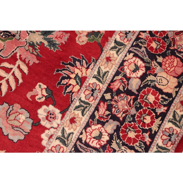 1990s Shabby Chic Floral 1990's Pak-Persian Red/Blue Wool Rug - 6'1'' X 9'1'' For Sale - Image 5 of 9