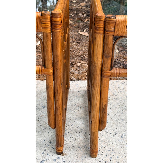 Rattan Bamboo Side Tables Pair For Sale In Savannah - Image 6 of 12