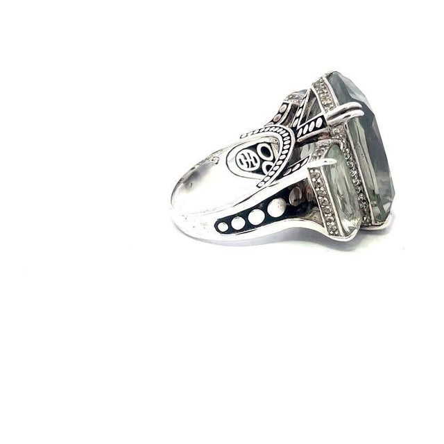 Late 20th Century John Hardy Diamond Large Ring Prasiolite Dot Collection Sterling Silver For Sale - Image 5 of 7