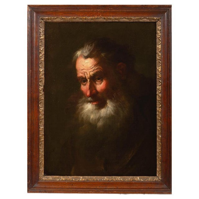 German Master Artist, Portrait of an Elderly Bearded Man, 18th Century, Oil Painting on Canvas For Sale - Image 6 of 6