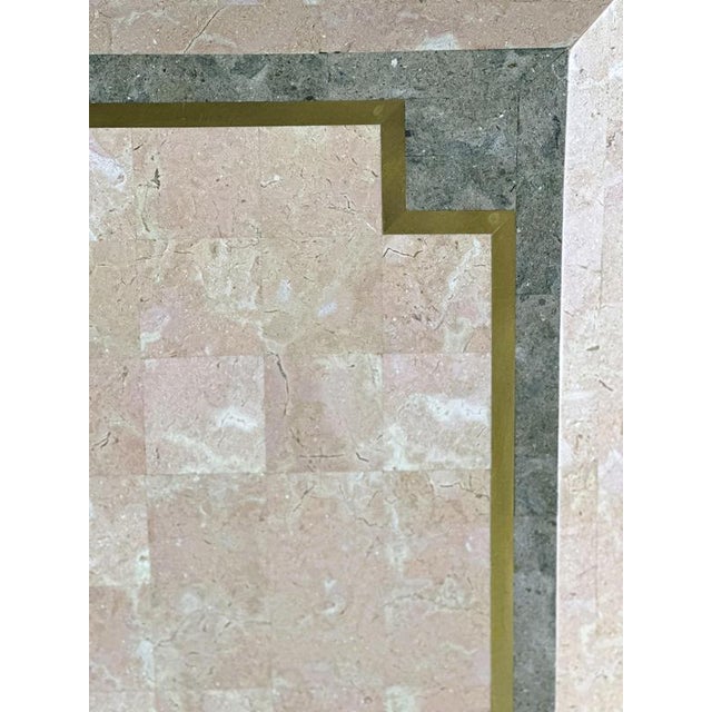 Postmodern Pink Marble Coffee Table with Brass Inlay, Italy, 1980s For Sale - Image 5 of 8