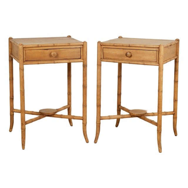 Pair of Antique English Pine Faux Bamboo Stands For Sale