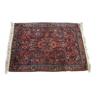 Vintage Oriental Geometric Floral Medallion Red Area Rug Mat Traditional 3 X 5' For Sale