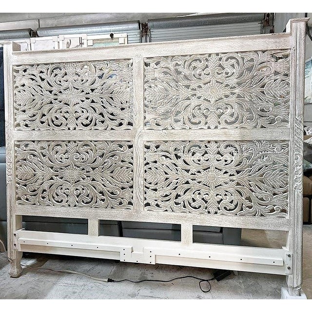 Carved Mangowood King Size Headboard For Sale - Image 4 of 4