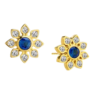 Syna Yellow Gold Blue Sapphire and Diamond Earrings, a Pair